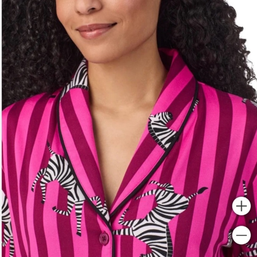 Room Service Pajama Set Pink Zebra Print Striped XL - Picture 4 of 10